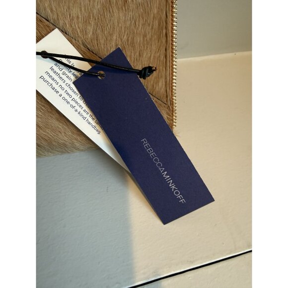 NWT Rebecca Minkoff Leo Envelope Clutch Haircalf Leather Sand Brown $145 [jb]